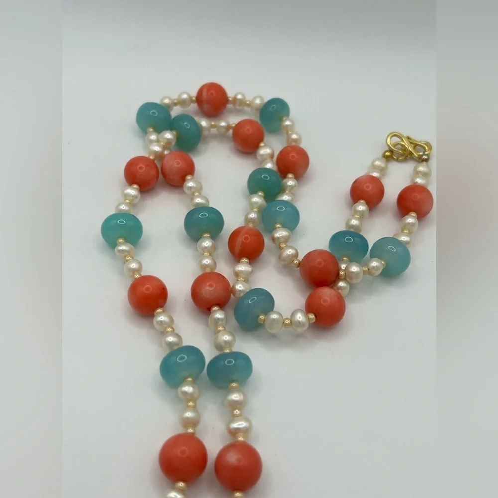 Pearl and coral beads mala